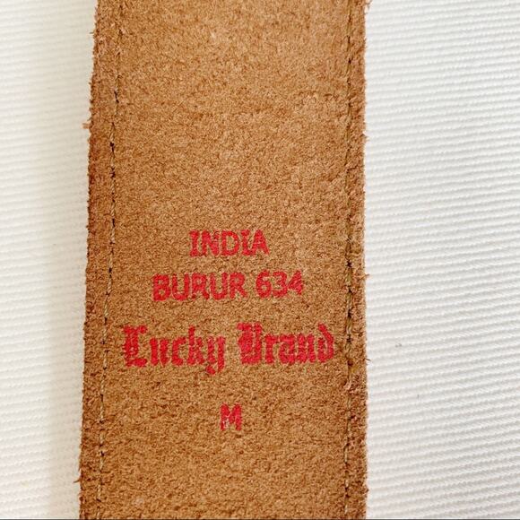 Lucky Brand Pink Orange Beaded Tan Leather Belt Medium main image 4